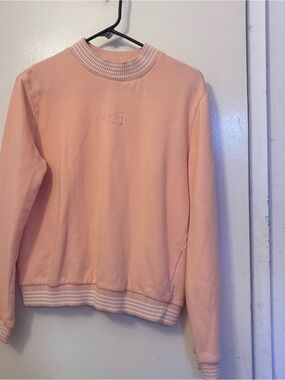 Obey Women’s Peach Crewneck Sweatshirt with Striped Ribbing